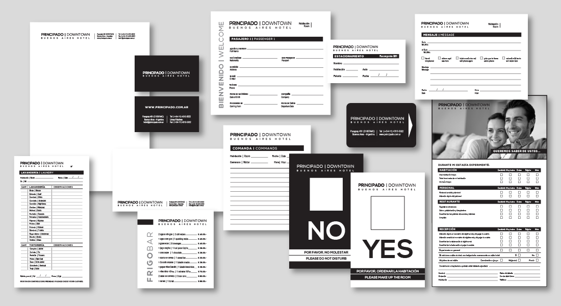 Papelería insticional para Hotel Principado diseñados por Contexto Creativo